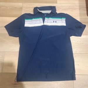 Under Armour Mens Polo Shirt Loose Fit Heatgear Short Sleeve Navy Blue Size M
